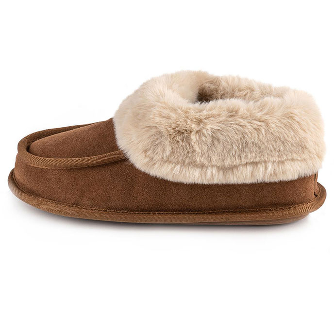 Isotoner® Ladies Real Suede Moccasin Bootie Tan Extra Image 3